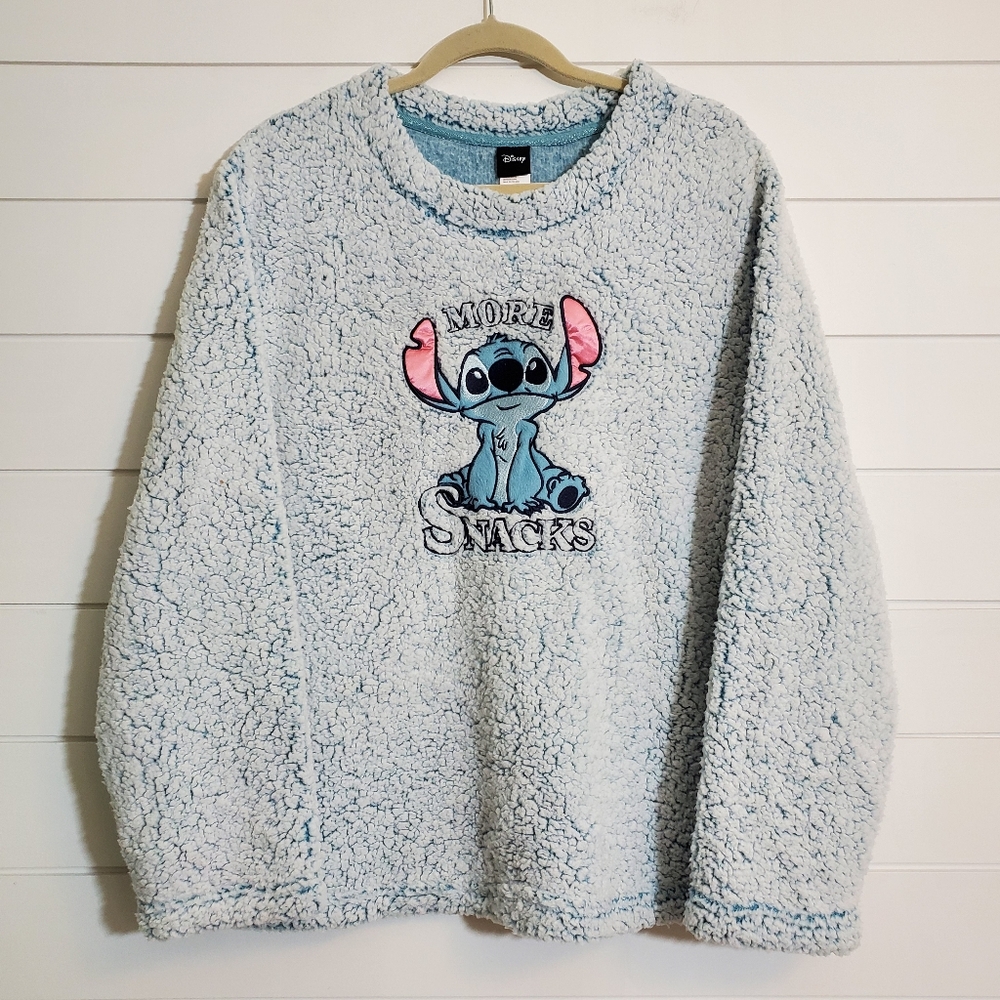 Disney Stitch More‎ Snacks Sherpa Sleepwear Pullover Shirt Sweater. Size 2X
